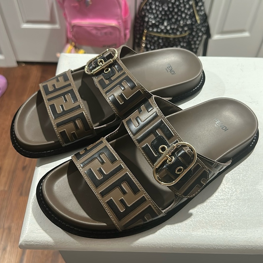 Fendi Black Slide Sandals